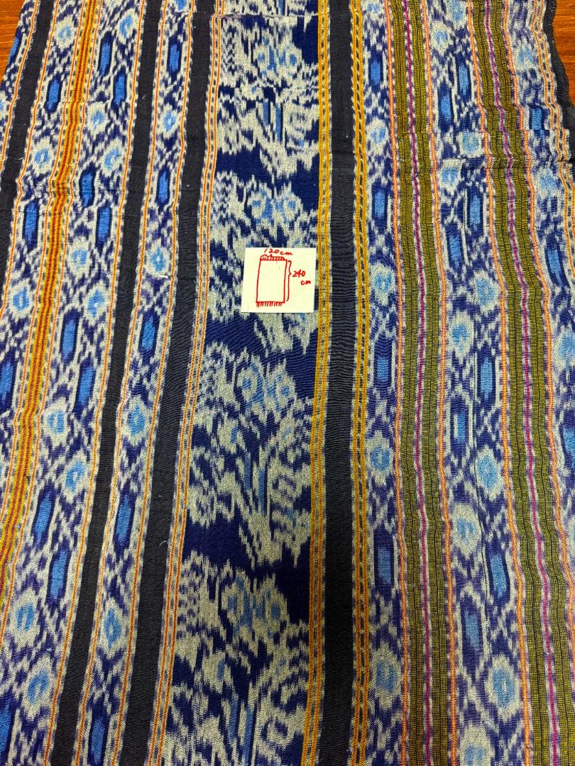 週末値下げヴィンテージイカット綿麻 インドネシア製 120x240cm サブ島イカット（エイ）No.T-ISA-009|インドネシアのサブ島でつくられ