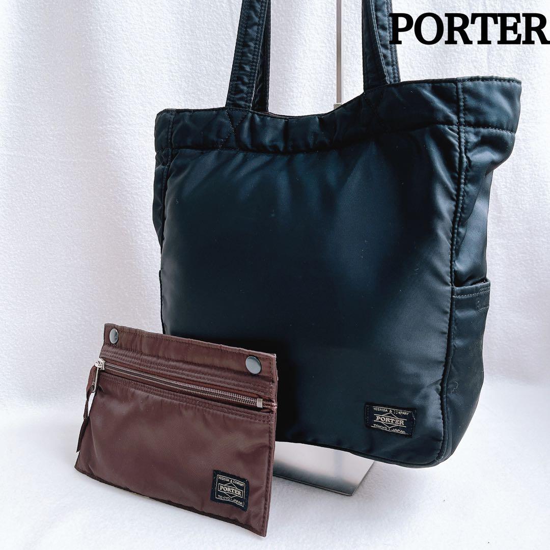ポーター CREAM トートバッグ ポーチ付 黒 ナイロン ハンド ナイロン