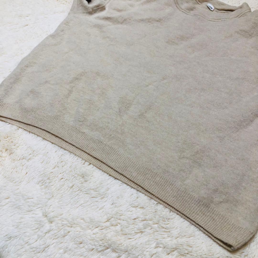 45R 縮絨のMシャツ ニット 長袖 モックネック ワイド ロゴ 刺繍 ウール