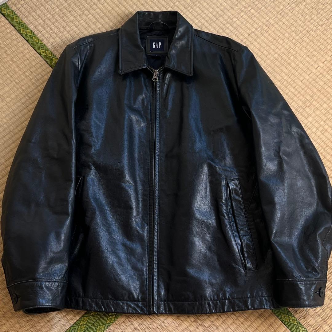 GAP ブラック レザージャケット シングルライダースジャケット OLD GAP オールド ギャップ 短丈 レザージャケット 黒 XL ショート