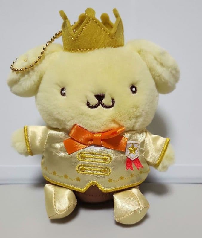 美品】ポムポムプリン ぬいぐるみ マスコット 王冠 プリンス衣装