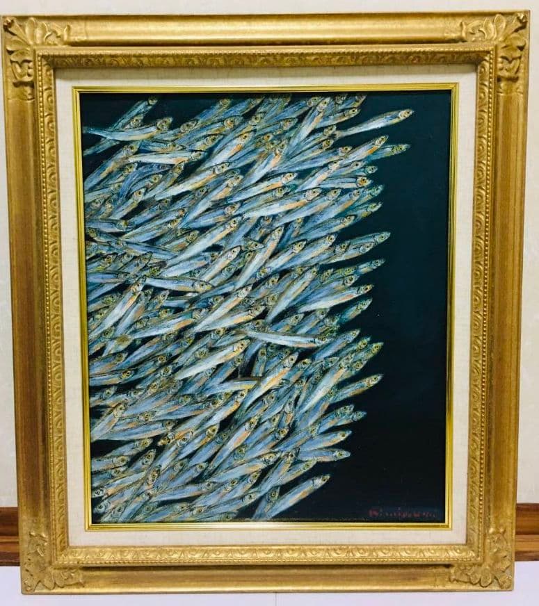 油絵　絵画「群れ」「はまごいわし」　SEA FANTASY 　 F8