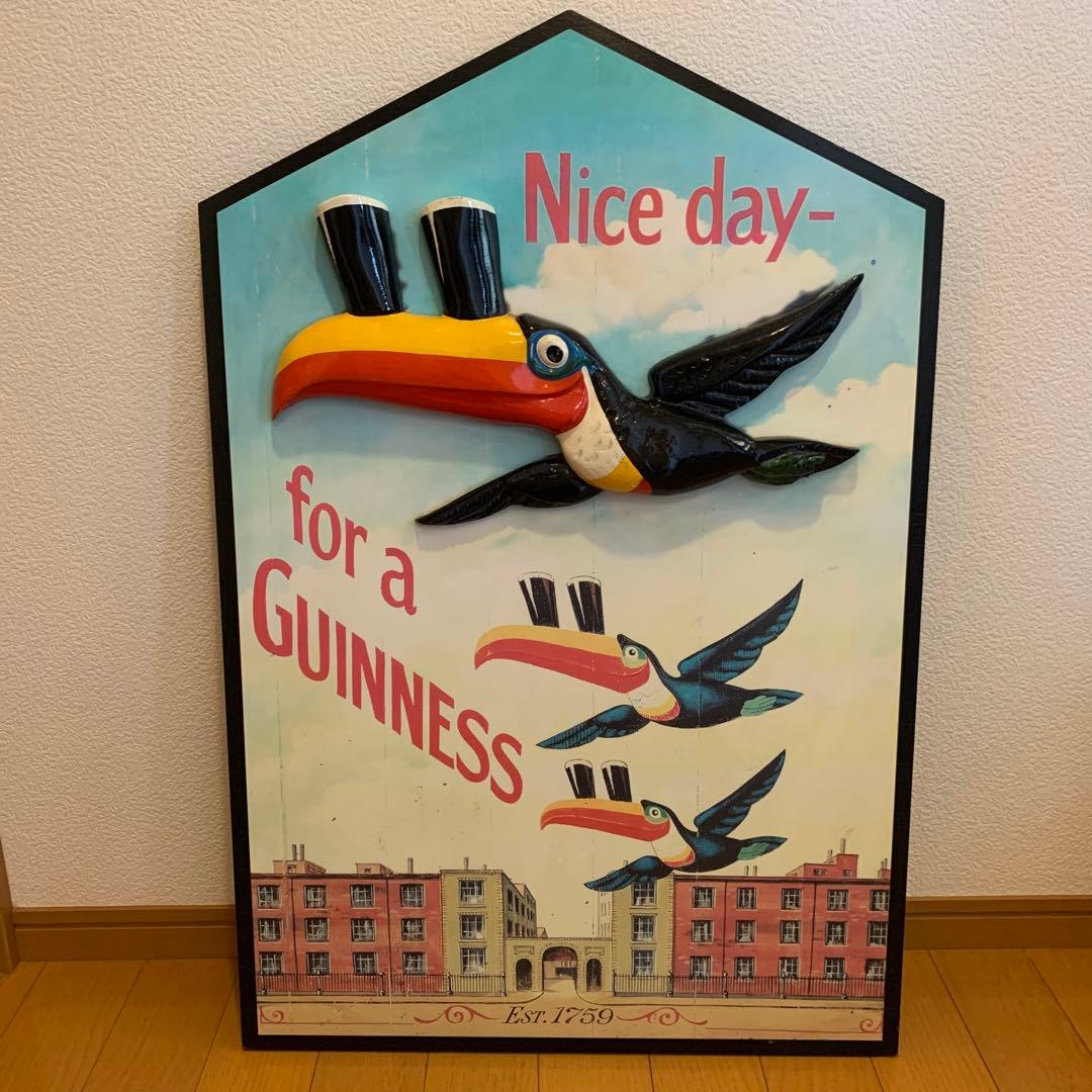 木製看板　ギネスビール　店頭用　ディスプレイ ギネスビール 木製看板 【オーバル-Toucan】