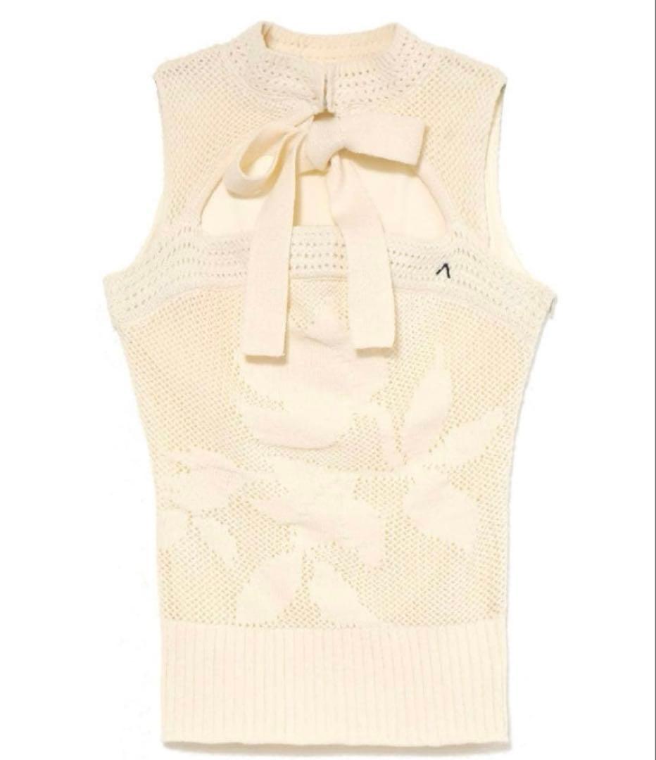 andmary Violet ribbon tops white - メルカリ