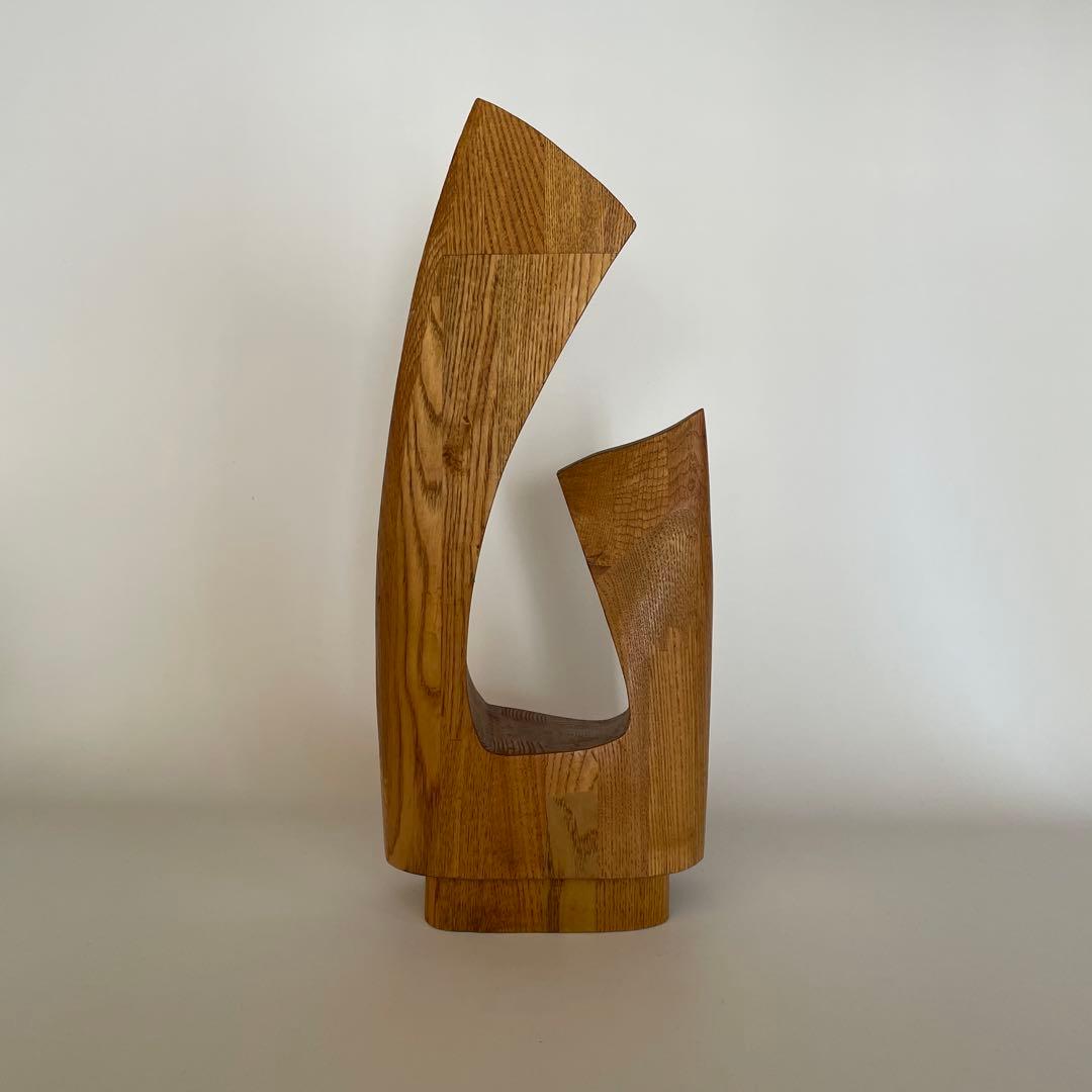 在名 作家もの 抽象彫刻 アブストラクト ウッド スカルプチャー ②