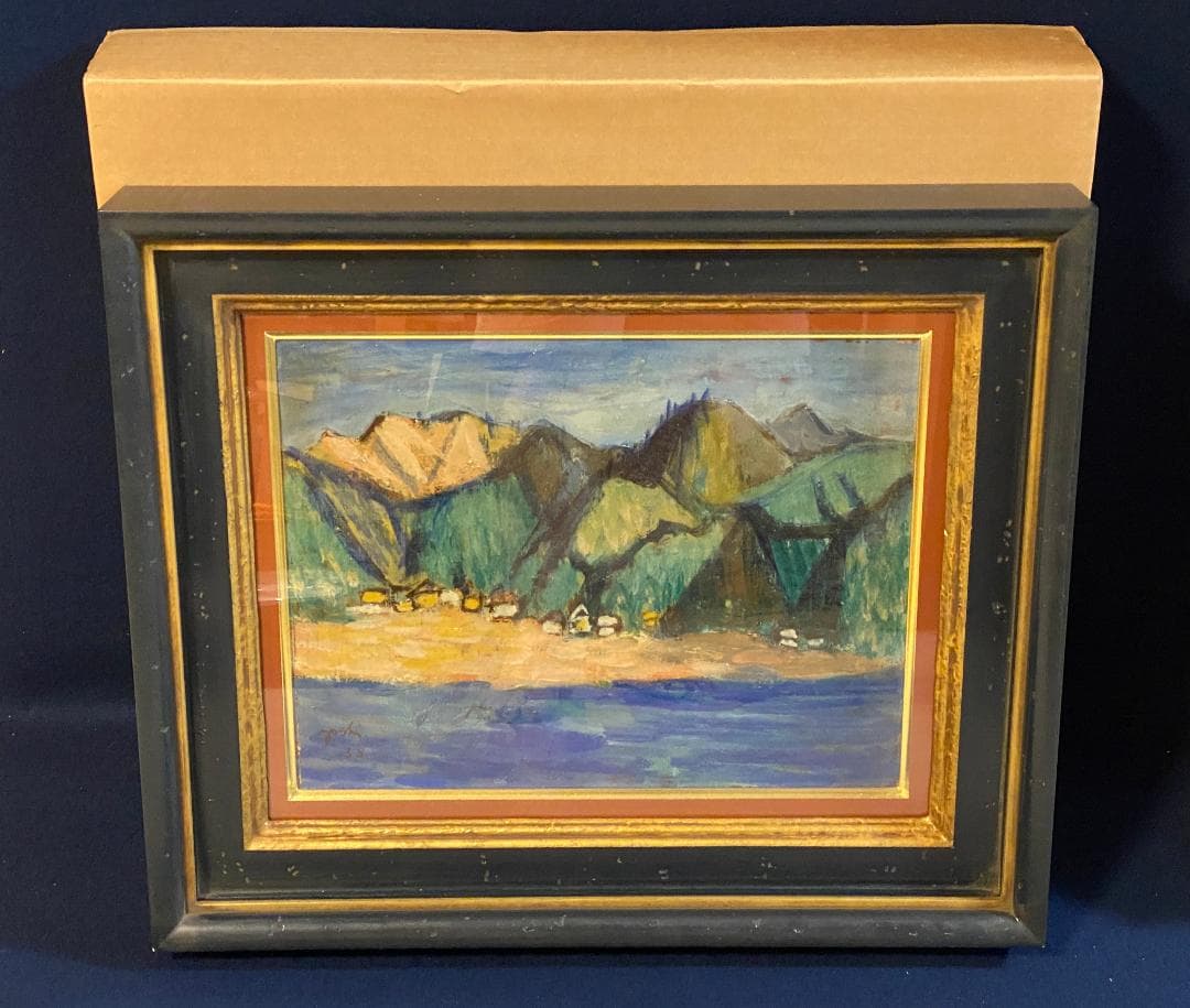 「真作」作者不明　風景画　油彩画　額装　サイン有り　F6号 真作保証 S OTA S．太田 油絵 F6号 油彩画 風景画 富士山 富士河口湖