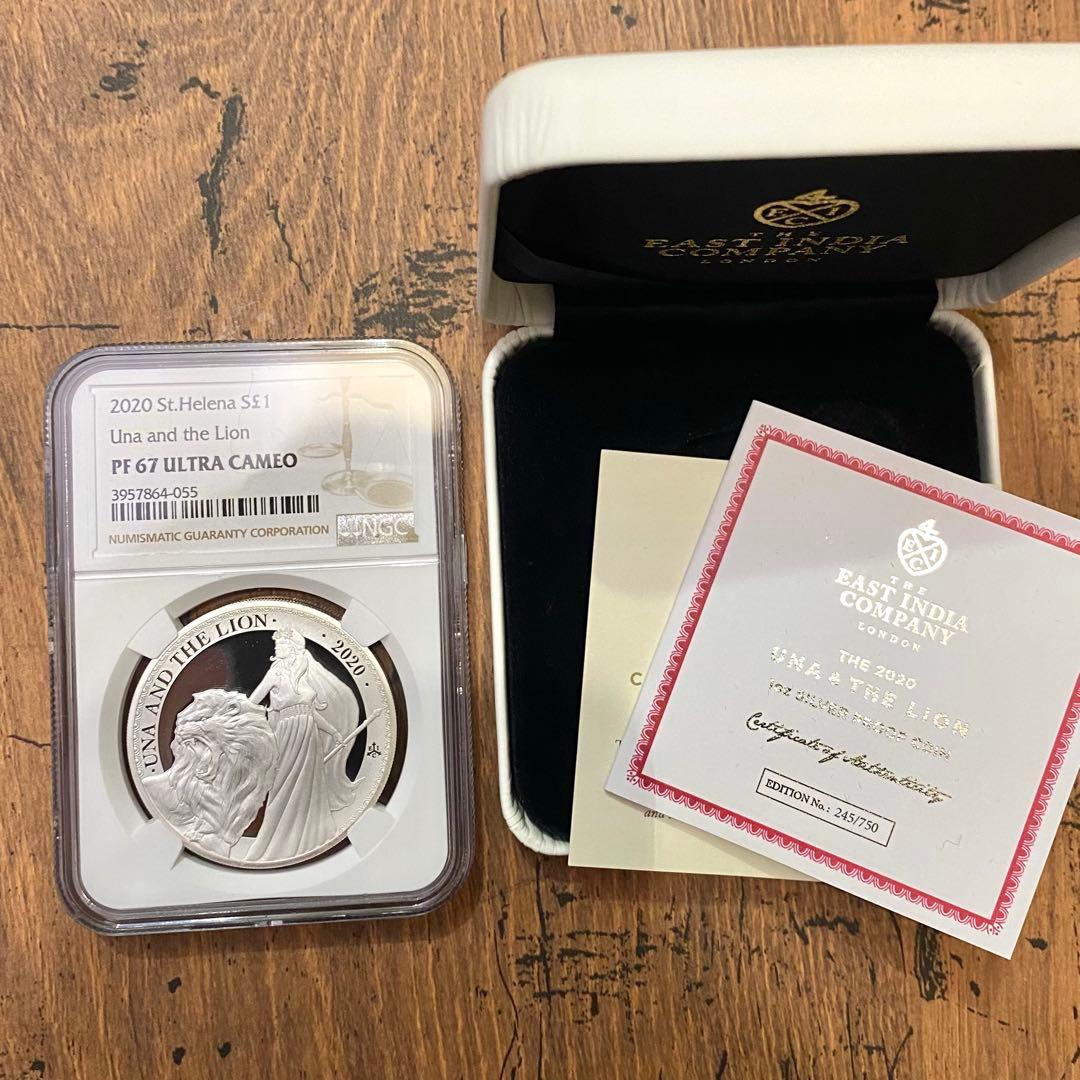 鑑定済☆2020 セントヘレナ ウナ ライオン 純銀銀貨  NGC 1oz