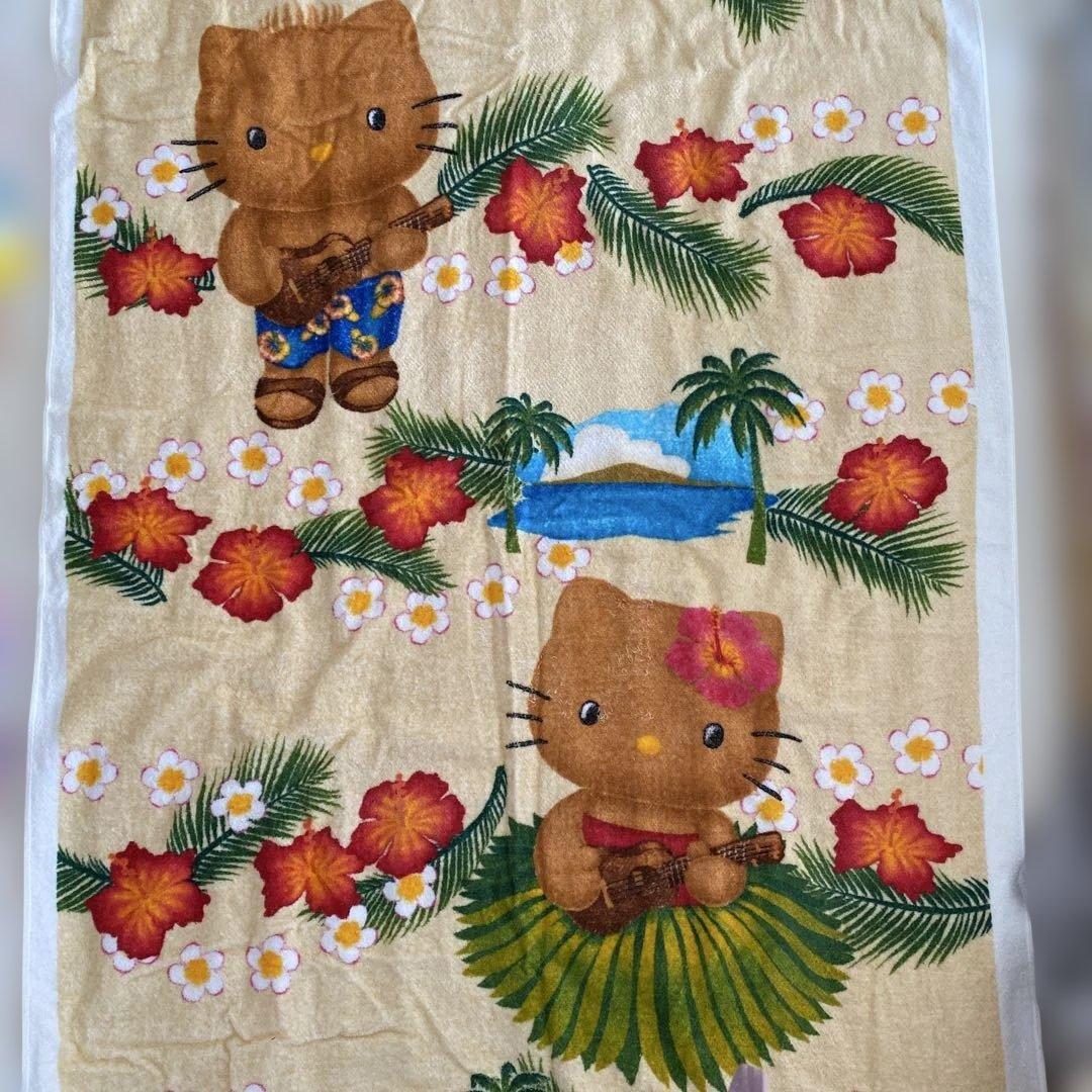 【平成レトロ】日焼けキティ ダニエルバスタオル 大判 南国ハイビスカス柄サンリオ