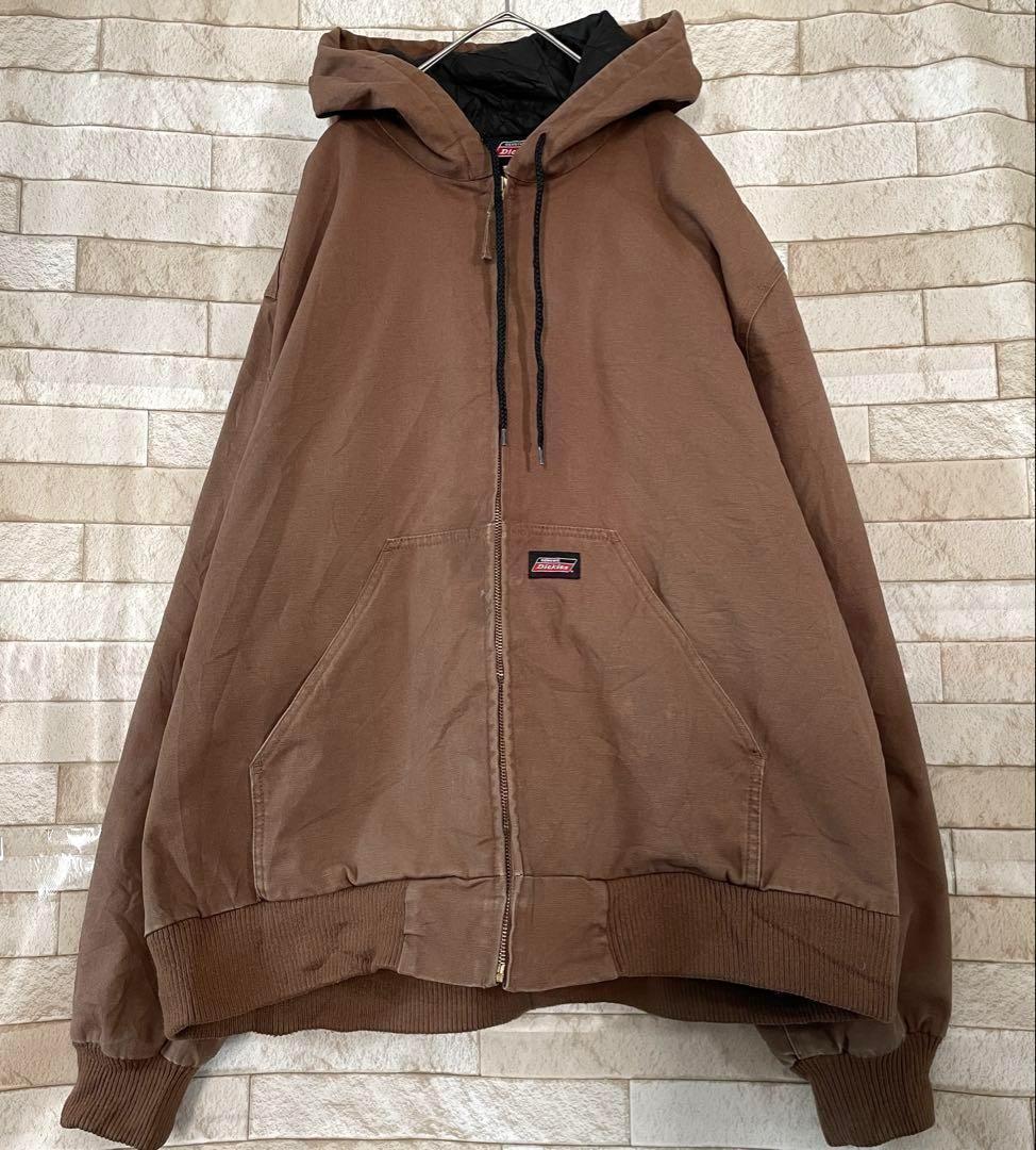 ディッキーズ アクティブジャケット 刺繍 裏地キルティング 茶 ブラウン XL