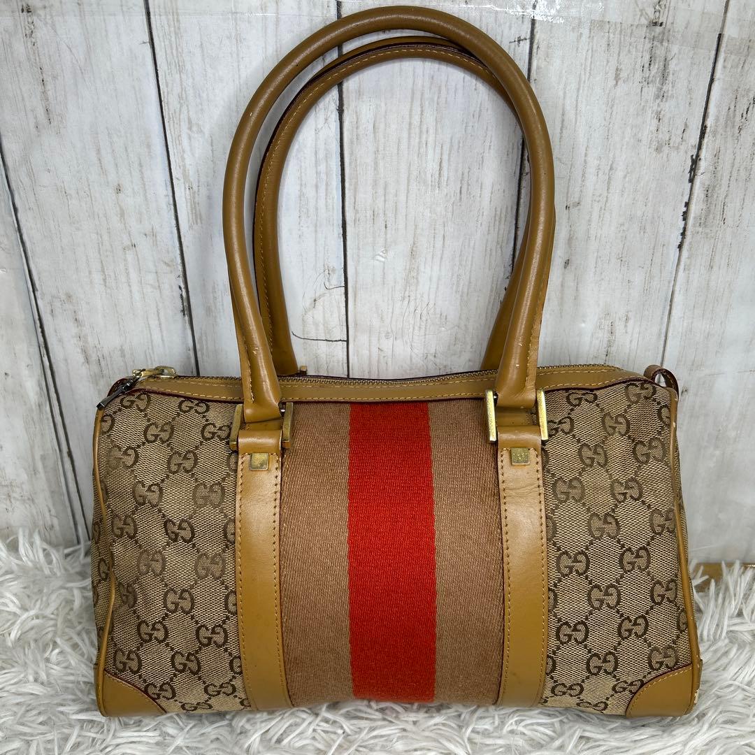 GUCCI GGキャンバス シェリーライン　ミニボズトンバッグ　トートバッグ