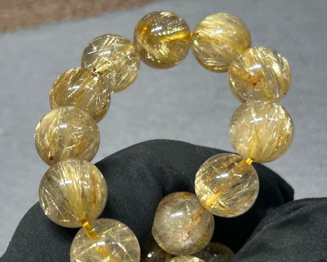 ゴールド　ルチル　クォーツブレスレット　12.5mm