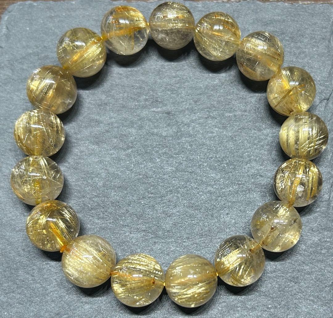 ゴールド　ルチル　クォーツブレスレット　12.5mm