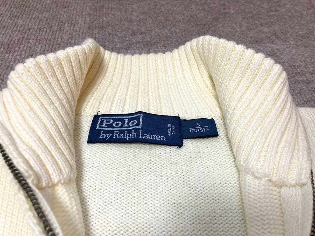 ポロ ラルフ ローレン ハーフジップ ニット セーター 白 刺繍 ポロバイ