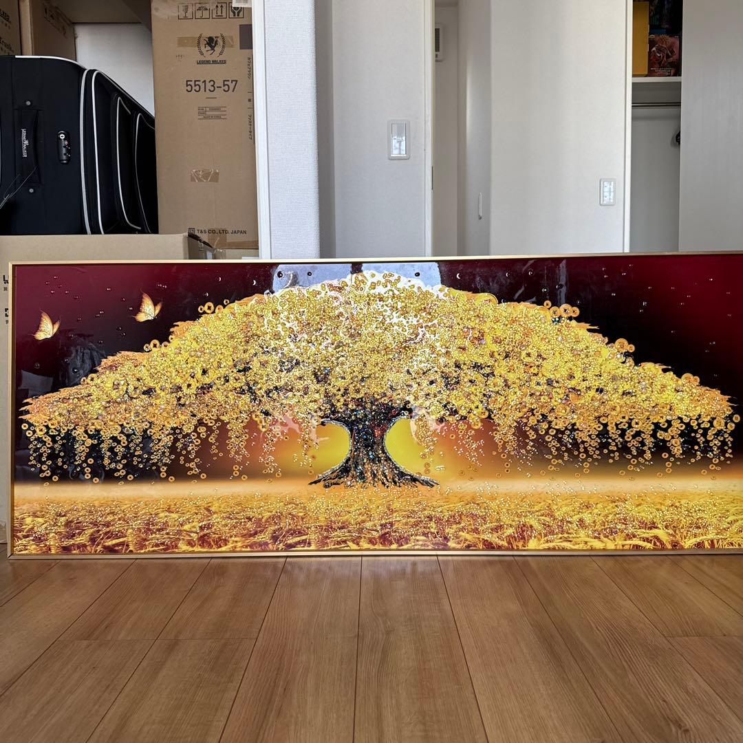 水晶絵　アートパネル　金のなる木　金運　アート アートパネル 60×150 水晶絵 KH2750 風水 金の生る木 金運 壁掛け