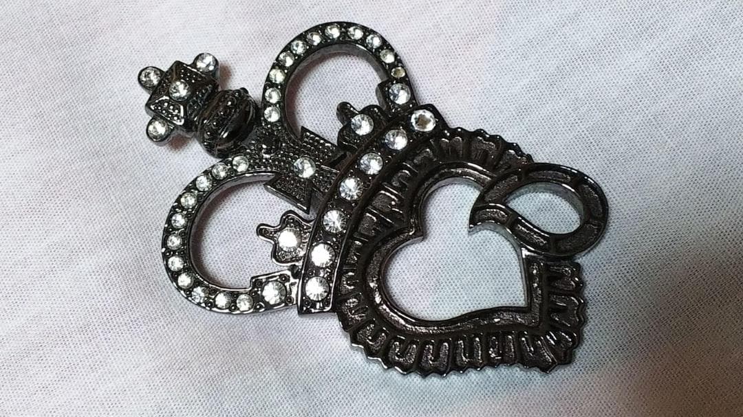 正規 廃盤 ナンバーナイン 王冠ハート涙ブローチ キムタク着 黒 芸能人