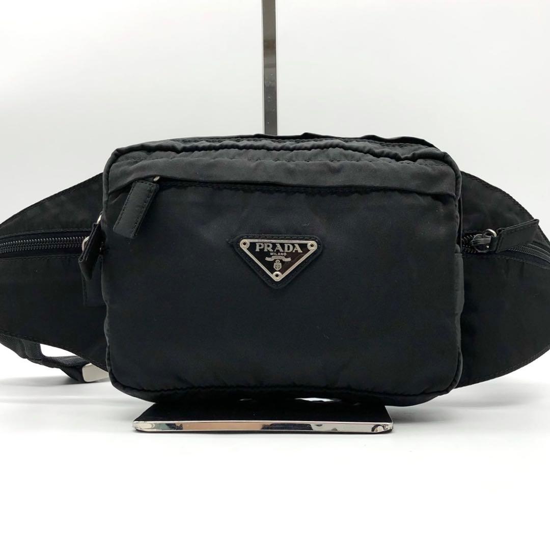 美品✨PRADA プラダ NERO 三角ロゴ ボディバッグ テスートナイロン 黒