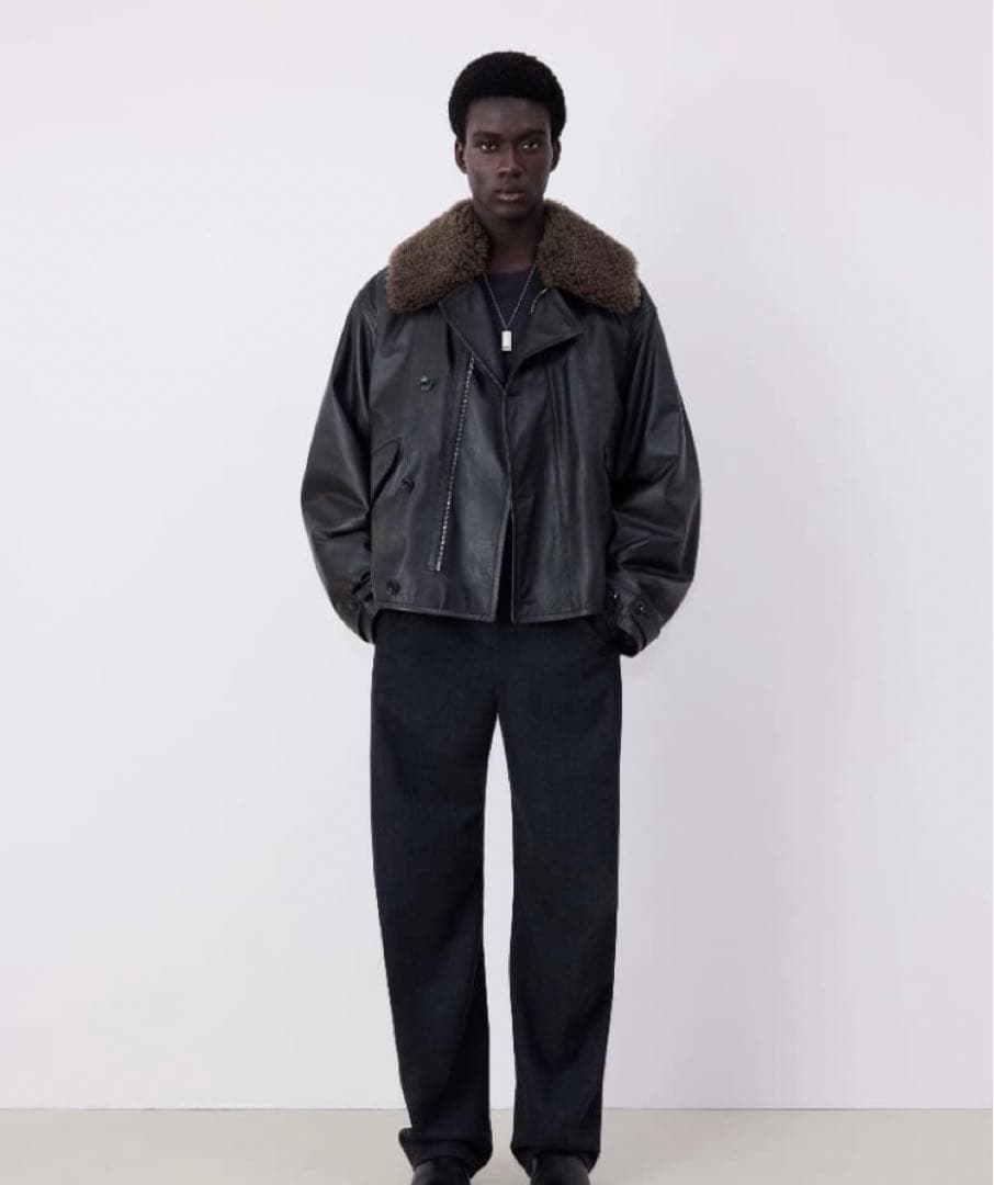 24AW LEMAIRE シアリング レザーフライトジャケット