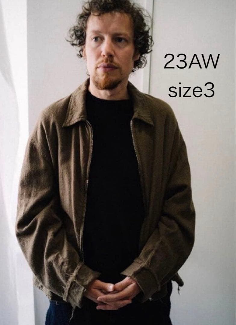 COMOLI KHAKI縮絨ウール ジップショートジャケット　size3