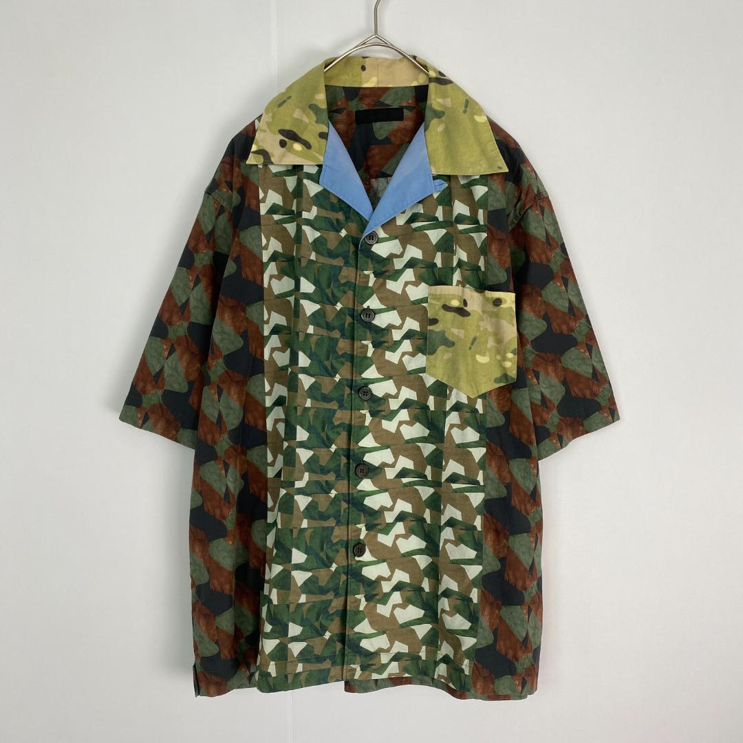 美品　プラダ　半袖シャツ　アーカイブ オープンカラー 希少 PRADA 総柄