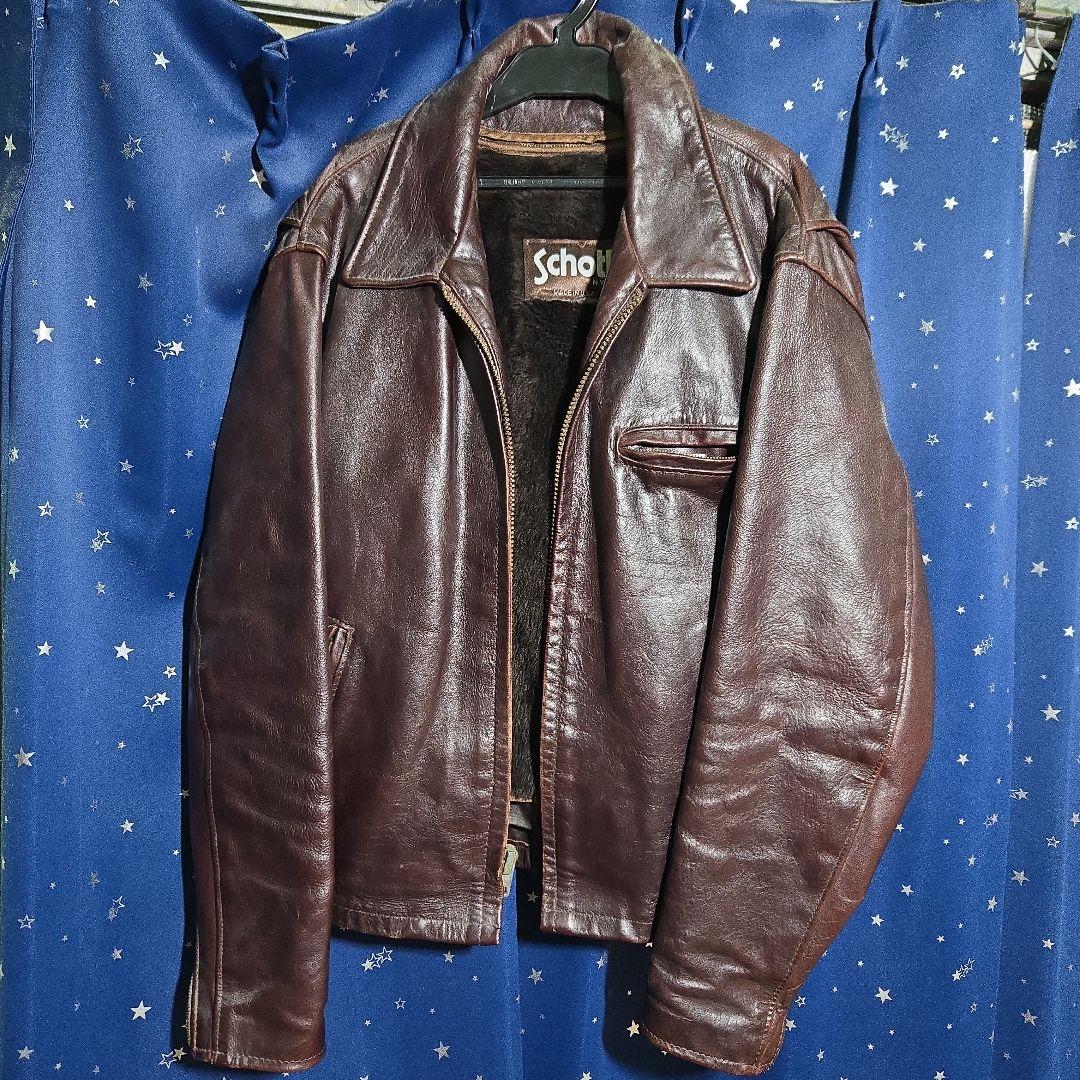 Schott ショット 642VS サイズ38 茶色 シングルライダース 襟あり