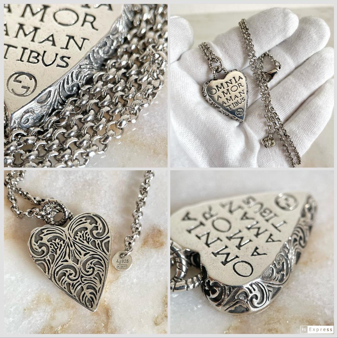 4550 GUCCI グッチ アラベスク ハート シルバー925 ネックレス - メルカリ