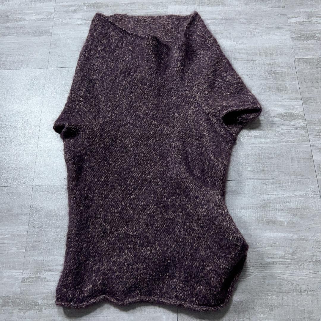 美品 Y's ワイズ ヨウジヤマモト 変形ニット セーター パープル 3 混紡