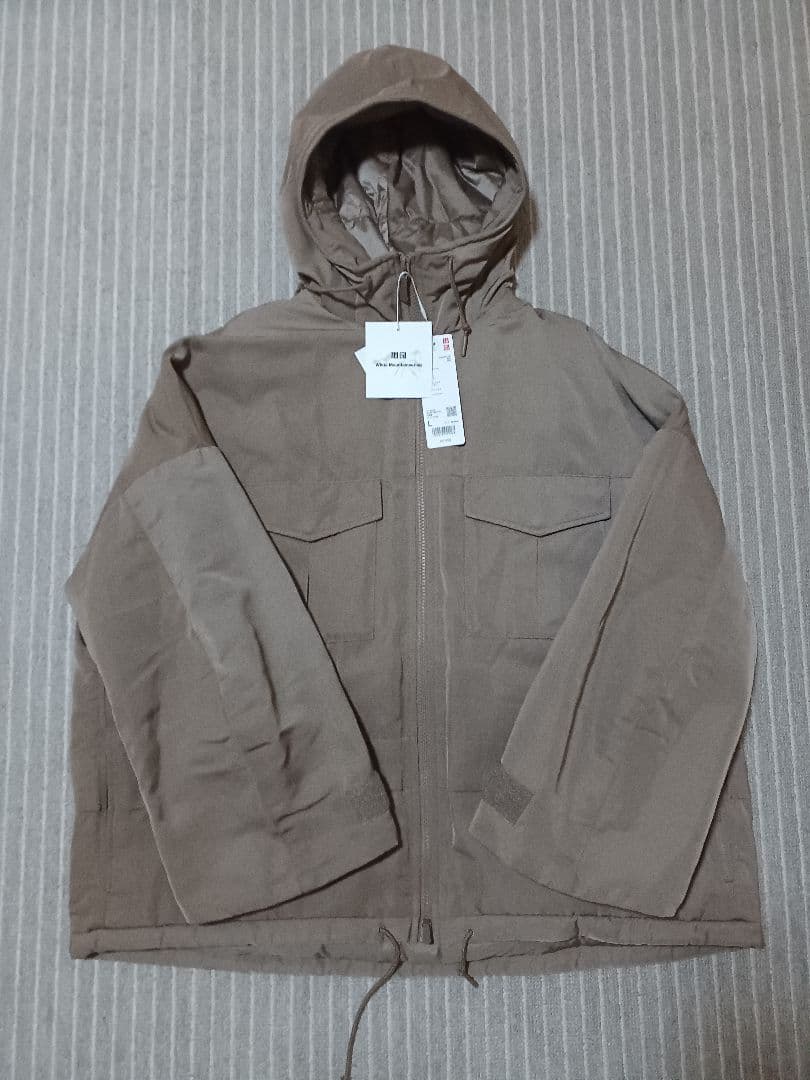 新品未使用　ユニクロ　ハイブリッドダウンオーバーサイズパーカ　L　ブラウン