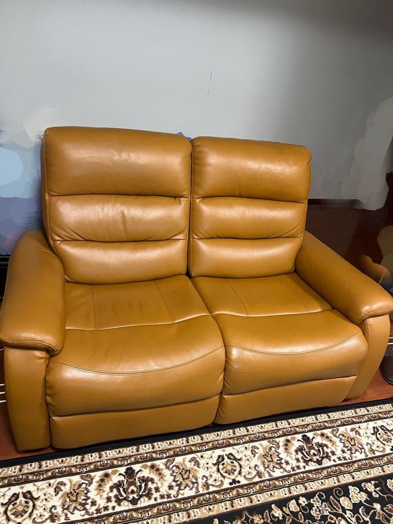 ニトリ　Nビリーバ　電動リクライニングソファ　2人用　本革 厚皮　キャメル