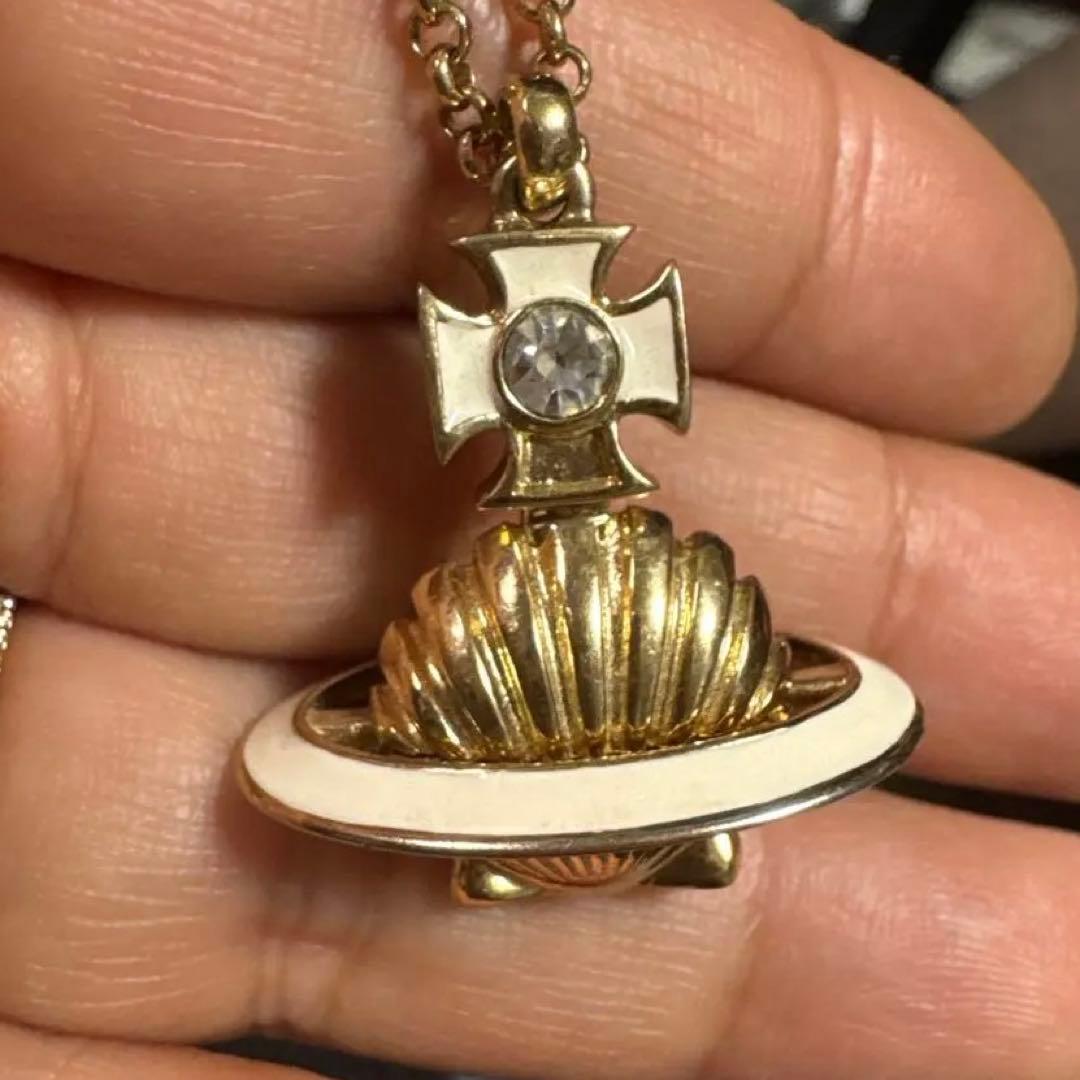 Vivienne Westwood シェル ネックレス Vivienne Westwood Necklace Tiny Orb Red Silver NO BOX w/drawstring