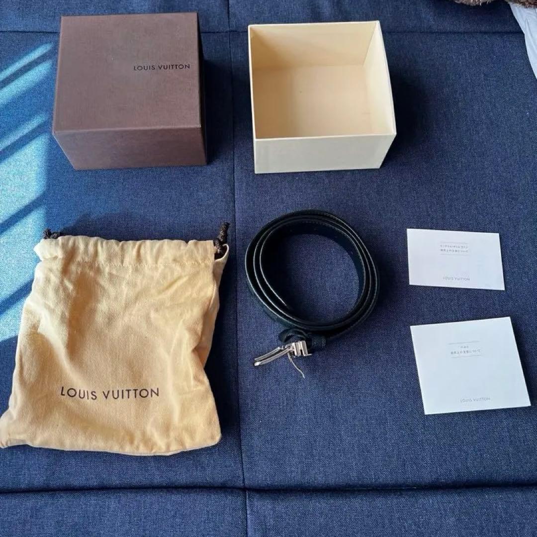 ルイヴィトン ダミエ レザー サンチュール ベルト シルバー金具