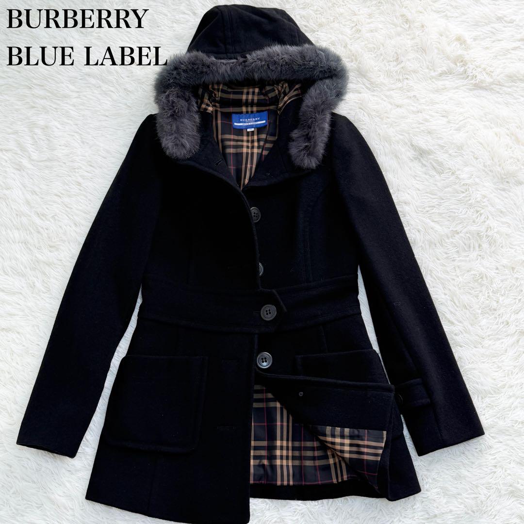 バーバリーブルーレーベル コート ファー ピーコート ノバチェック 2way