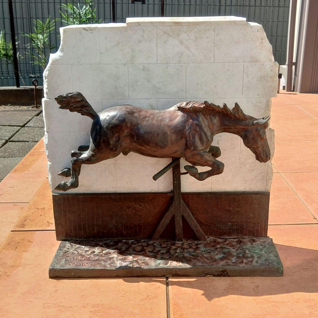馬 置物 作家 銅製 大理石 1936年アンティーク オブジェ ハギ10