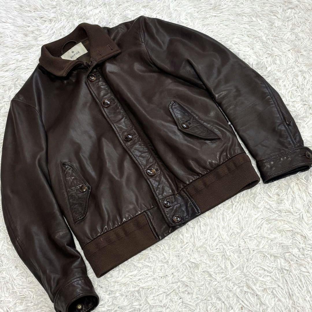 ✨美品✨EDIFICE エディフィス レザージャケット 羊革 ラムレザーML 美品 エディフィス EDIFICE TOKYO ラムレザージャケット サイズL