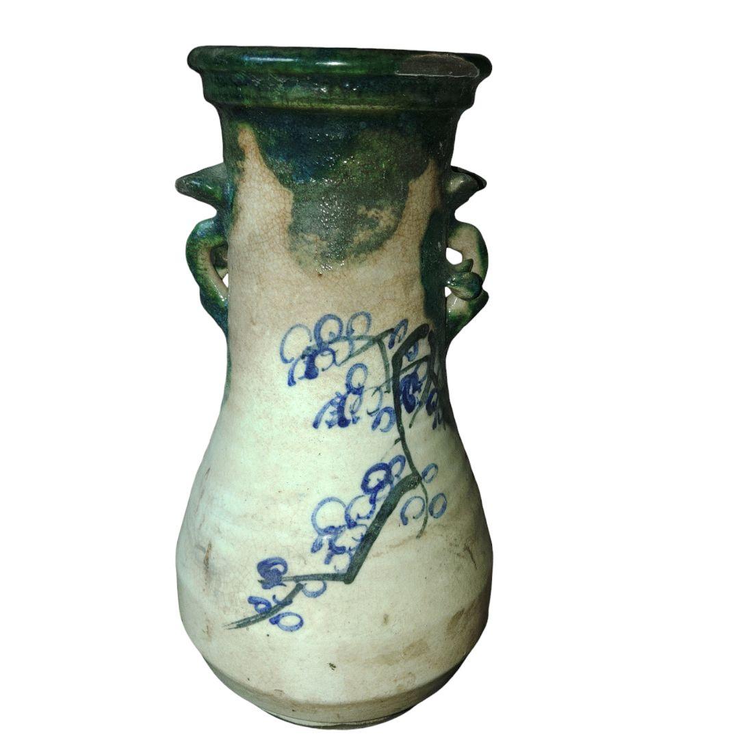 希少　越後太丘焼　霊芝取手付花瓶 希少 越後太丘焼 霊芝取手付花瓶 希少 越後太丘焼 霊芝取手付花瓶 希少