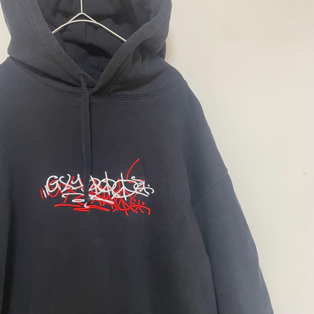 GX1000 グラフィックプリント パーカー　フーディ　サイズM ブラック