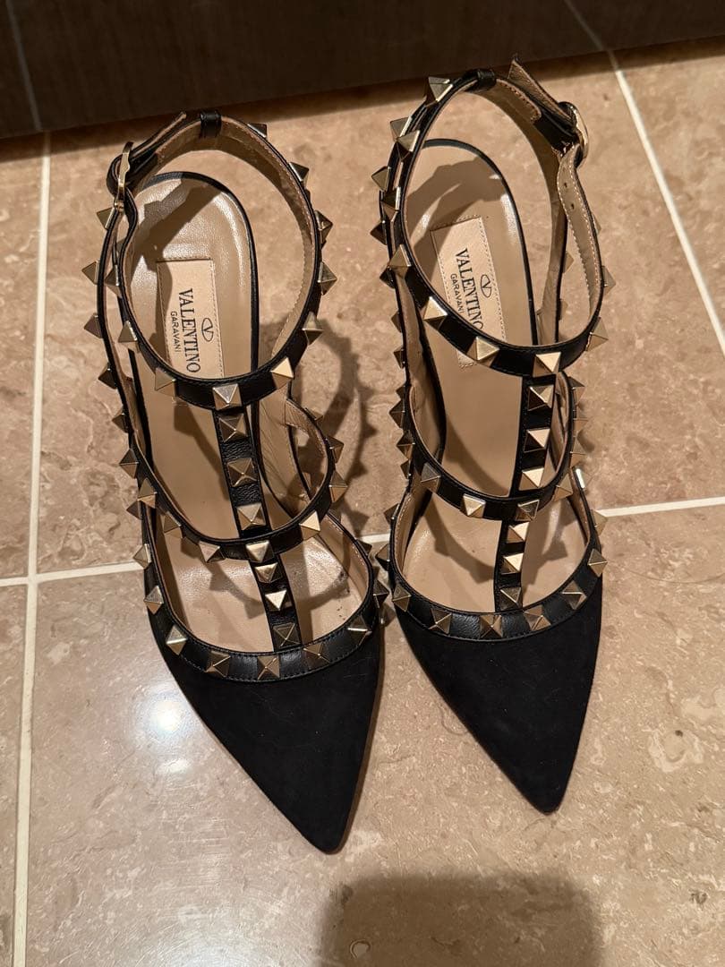 VALENTINO パンプス BLACK 黒 ベロア 36 バレンティノ