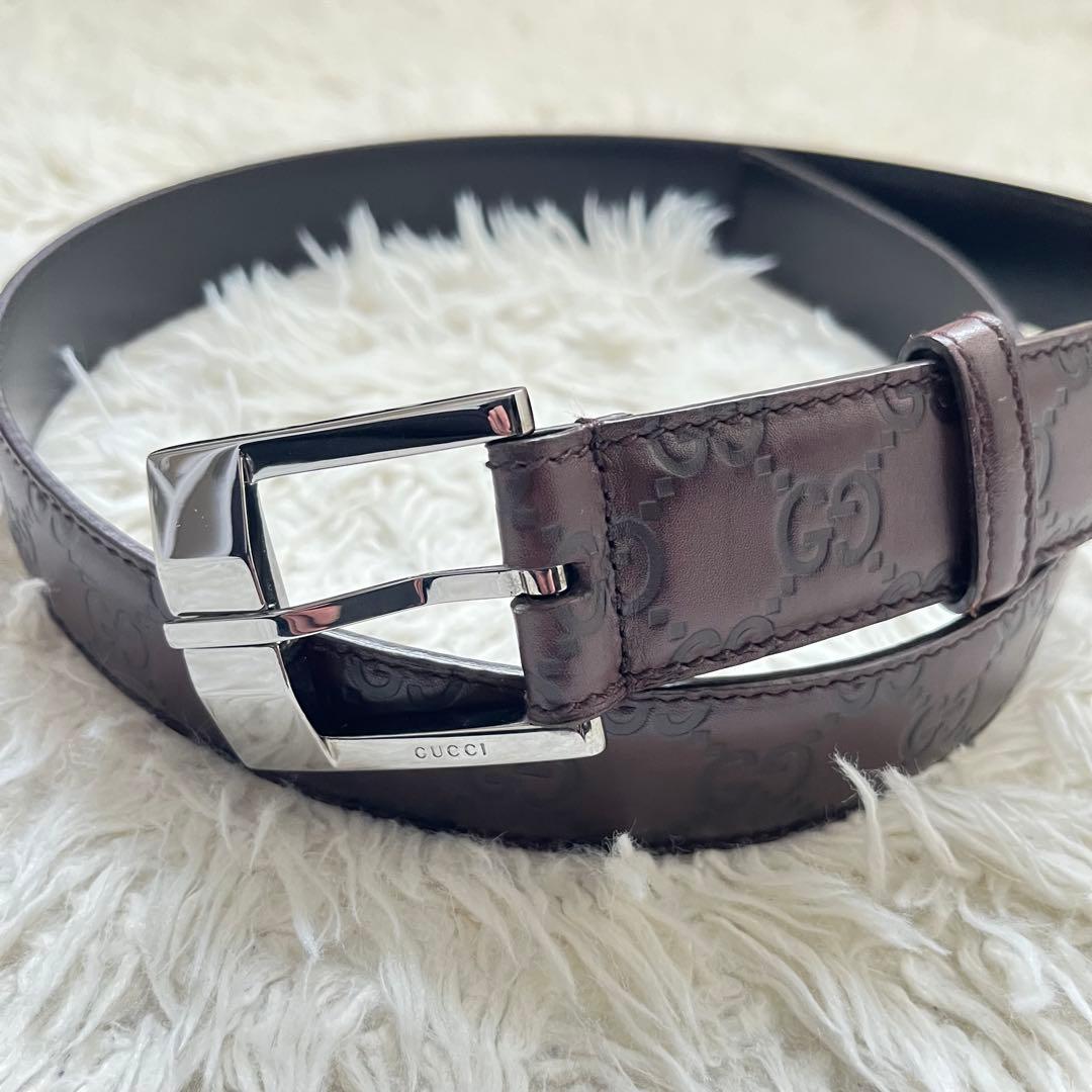 ノブさん専用　GUCCI 146413 シマ レザーベルト GG柄 型押し