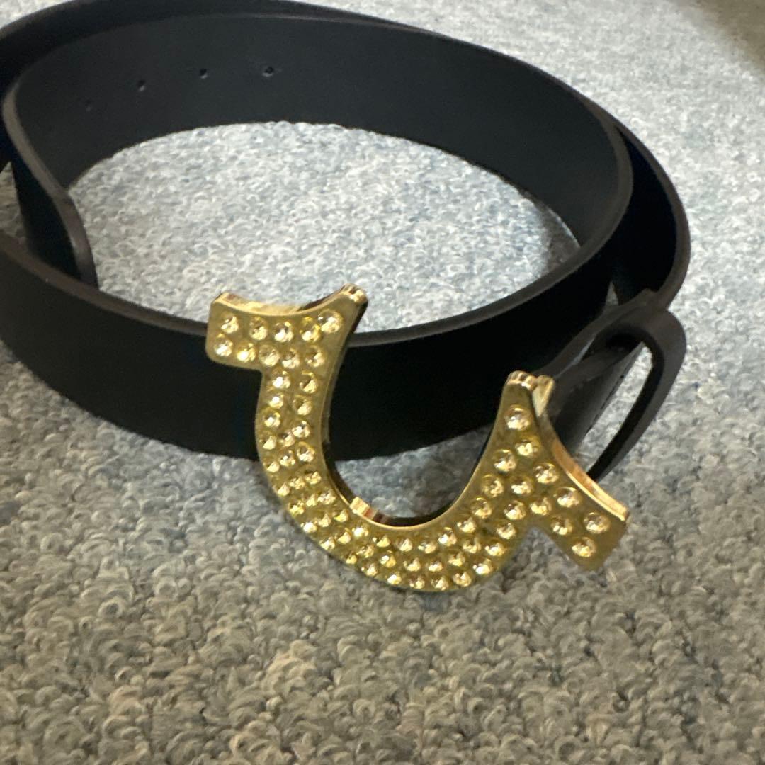 TRUE RELIGION ブラックベルト ストーン付き W32 正規品 完売品