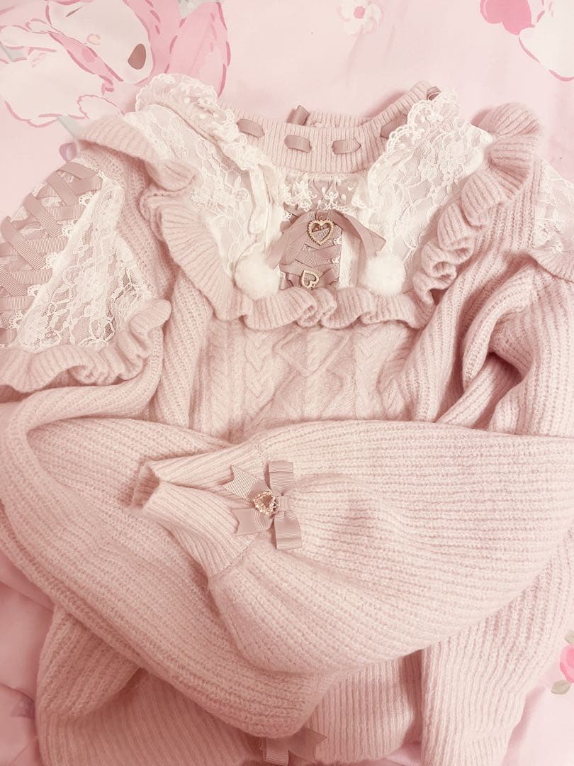 リズリサ スピンドルポンポンニットトップス