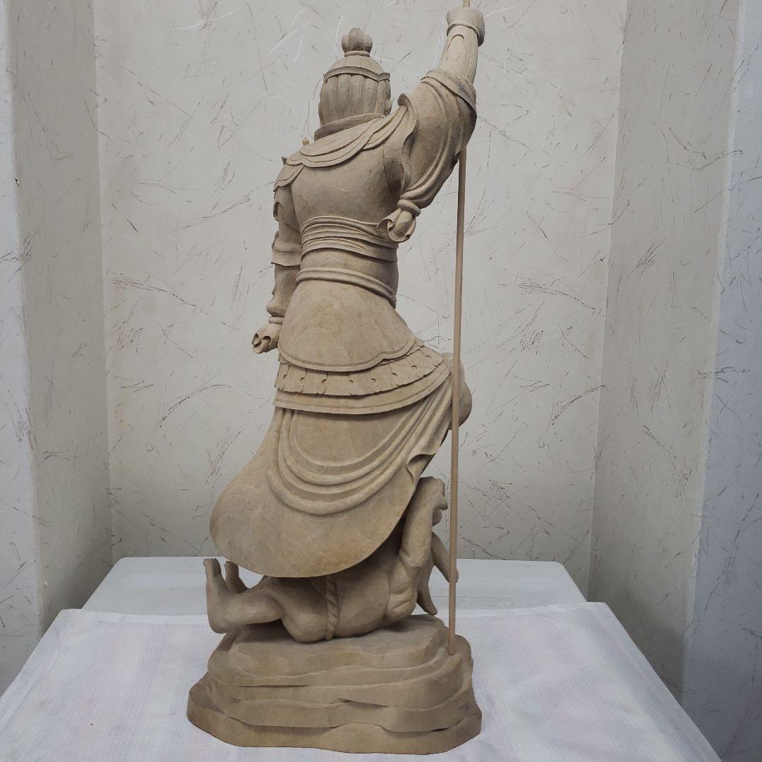 Bフライデー蔵出し特価魔除け金運上げ仏像☆楠材毘沙門天立像1尺立