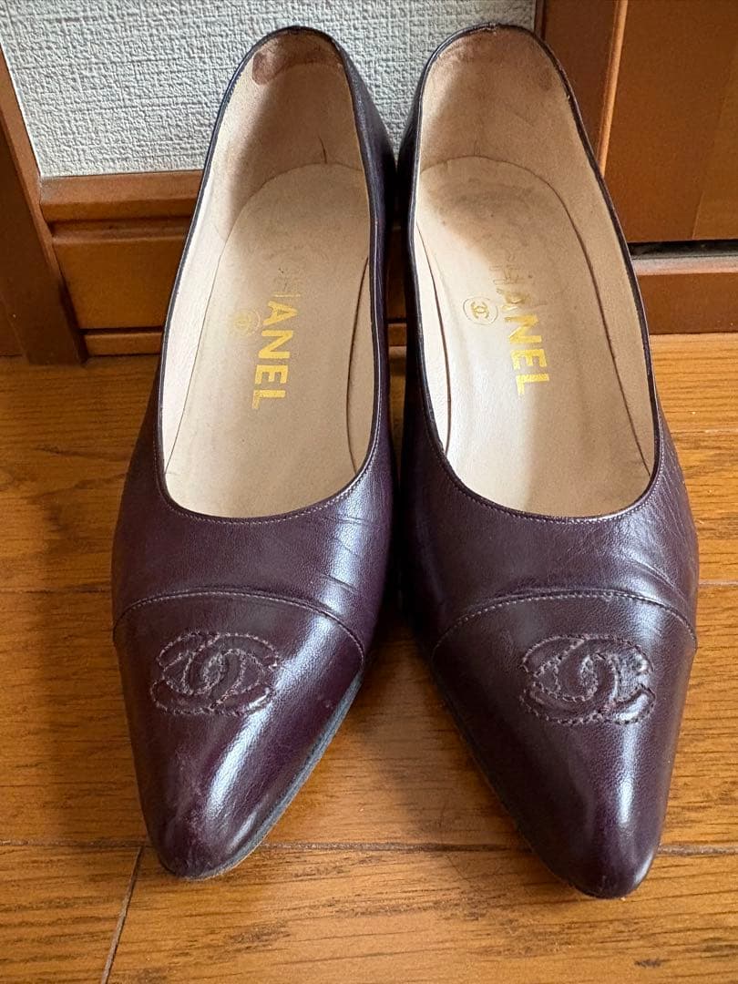 CHANEL シャネル　ダーク　ブラウン パンプス　ヒール