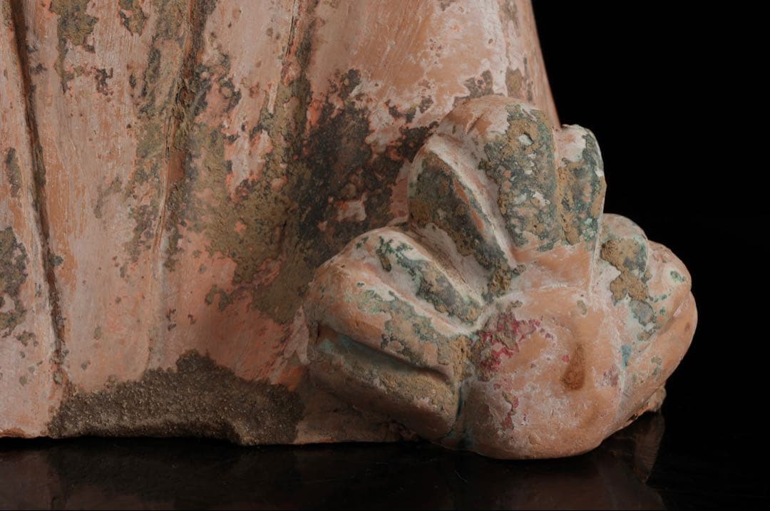 中国古玩】加彩舞妓俑 加彩婦女俑婦人 俑置物 高さ79㎝ 唐物 古美術