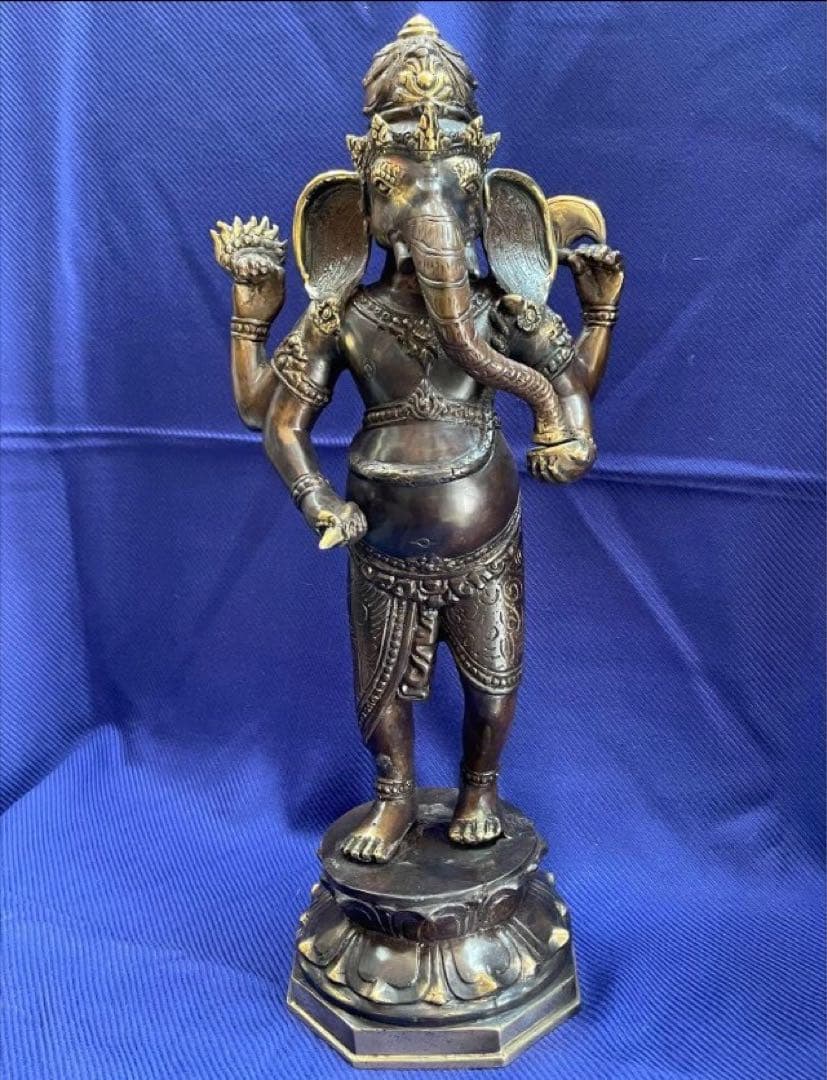特大　ガネーシャ像　風水置物　ブロンズ　真鍮　アンティーク☆