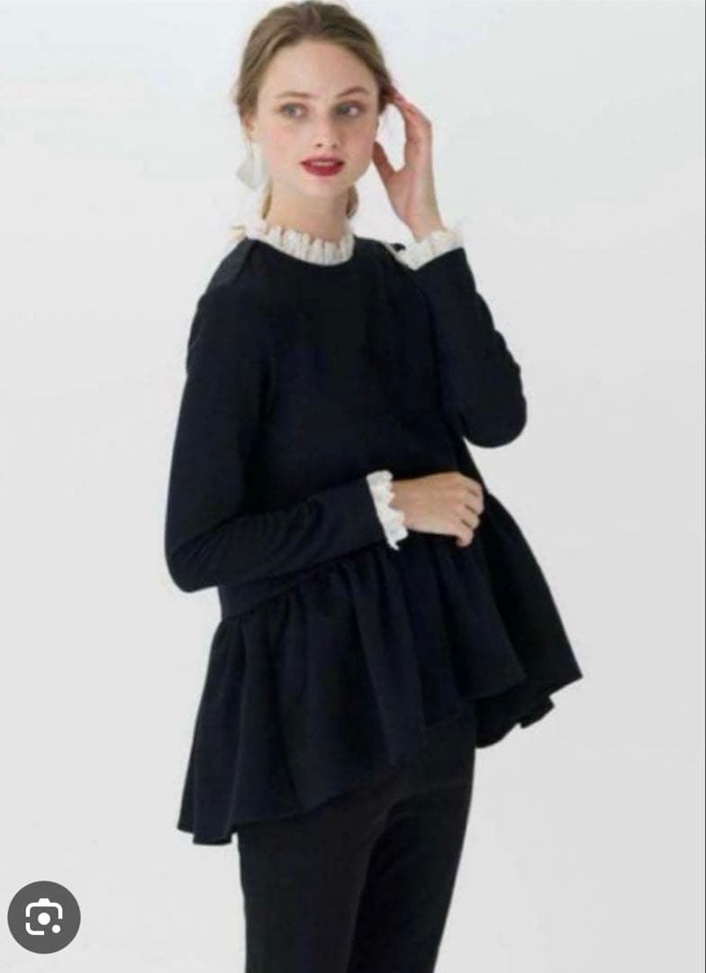 【美品】tsuru by mariko oikawa フリル 黒 長袖 トップス