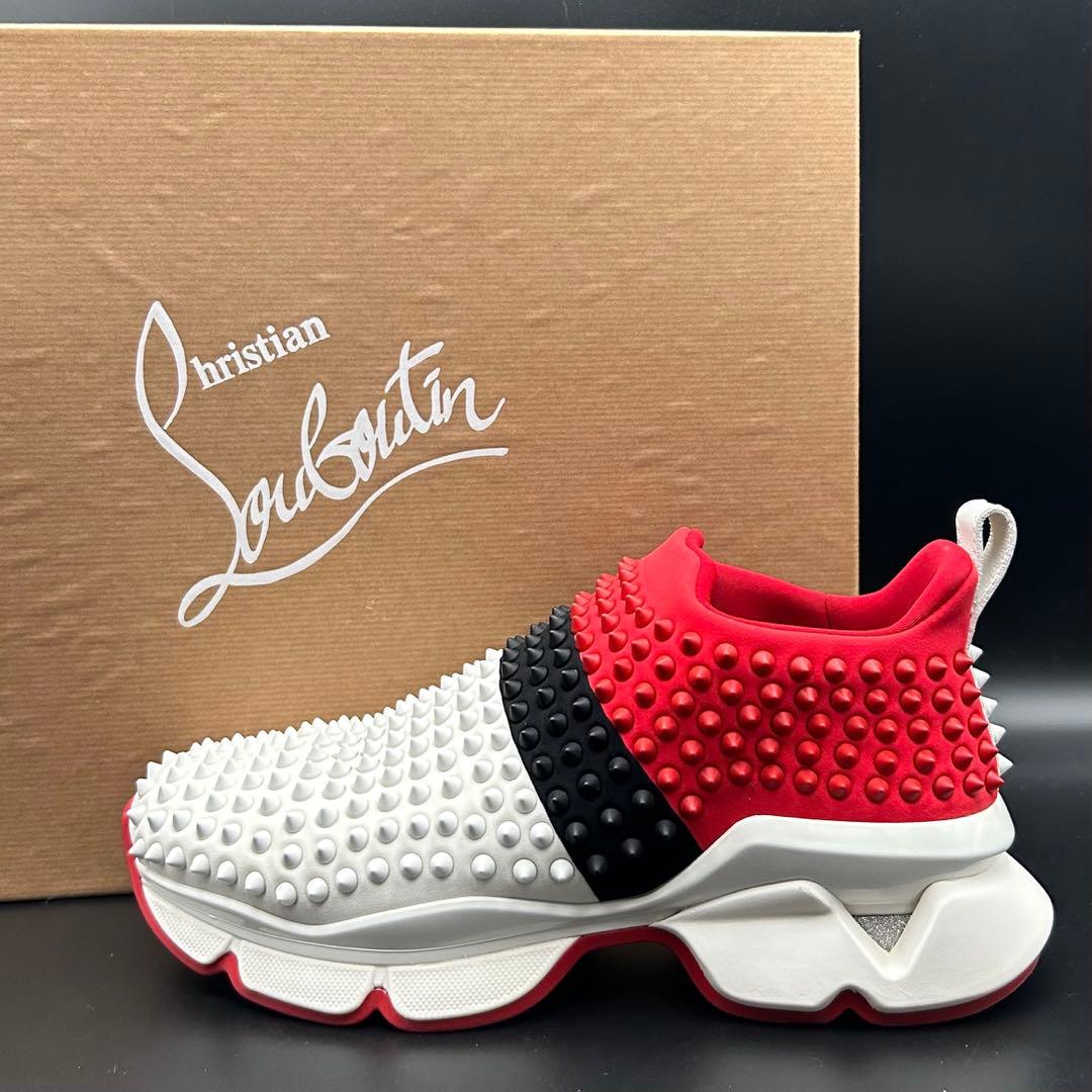 【美品】クリスチャンルブタン スパイクスニーカー スタッズ メンズ￼ 白 39