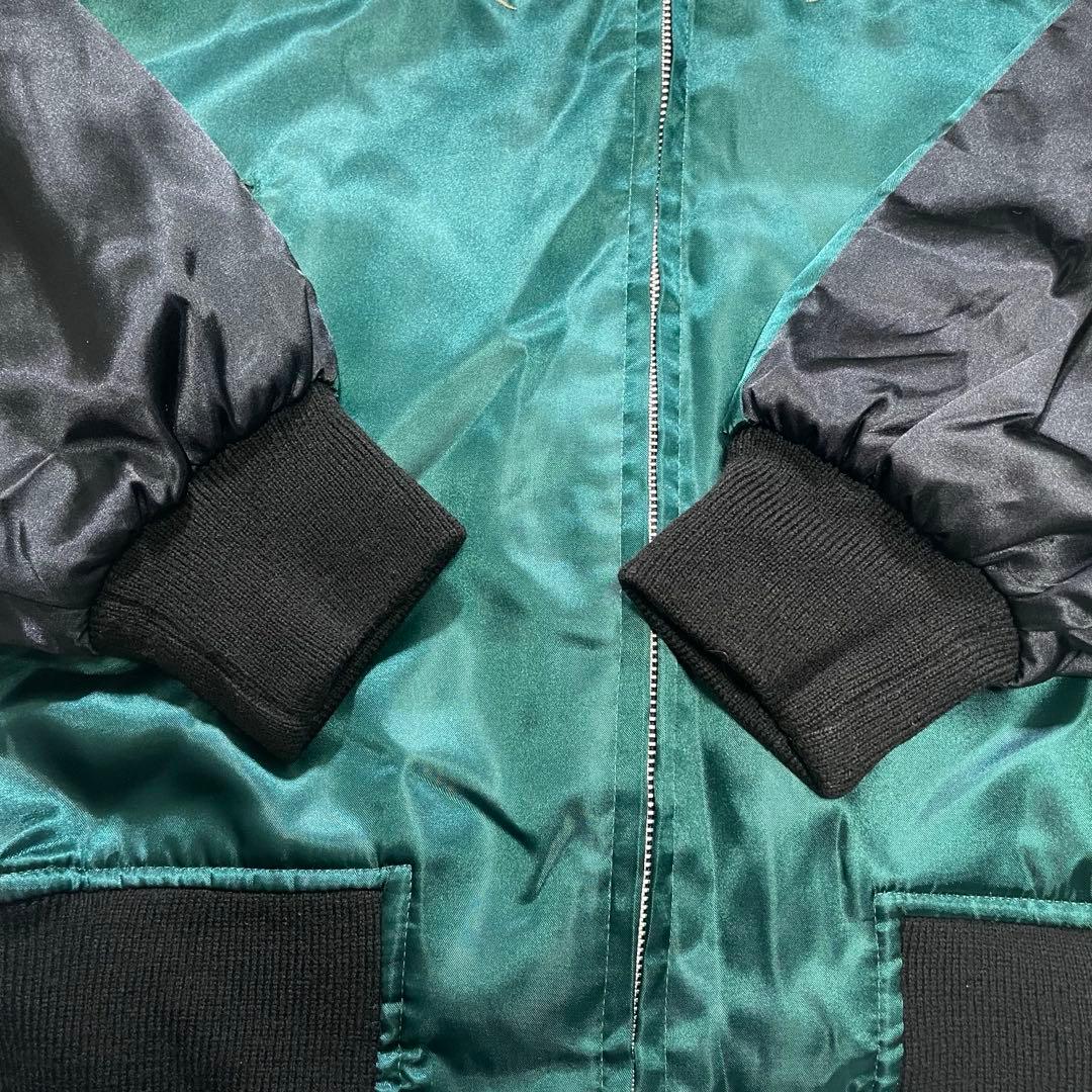 美品 星姫 スカジャン 龍 富士山 刺繍 希少サイズ 緑×黒 LL - メルカリ