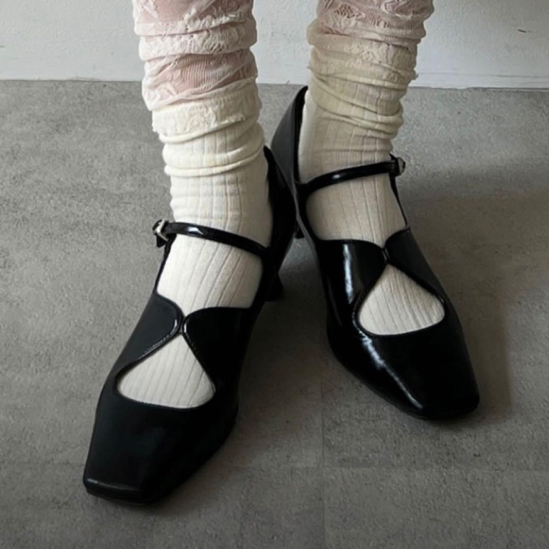 スクエアトゥ メリージェーン パンプス