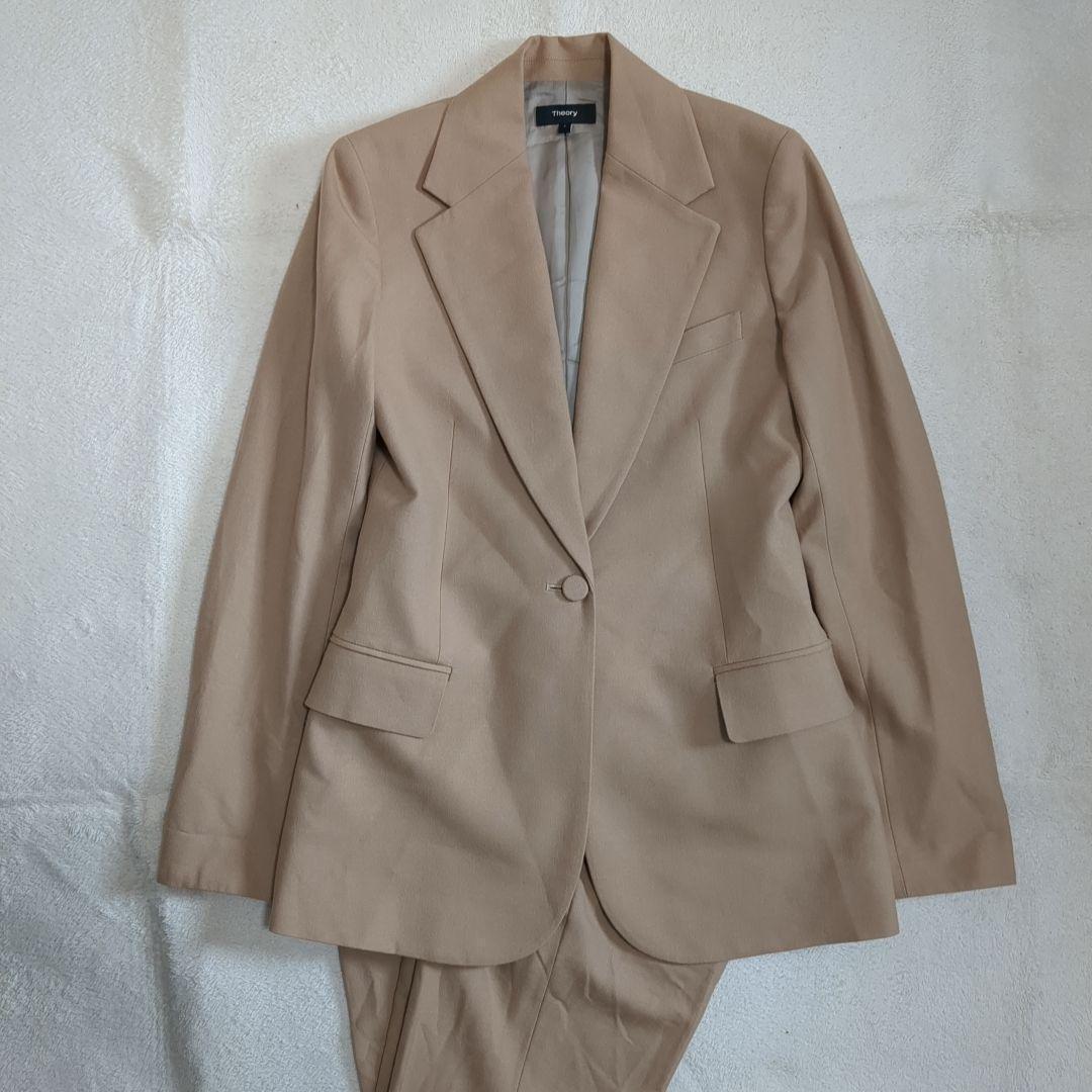 美品 セオリー サクソニー パンツスーツ セットアップ ベージュ 2サイズ