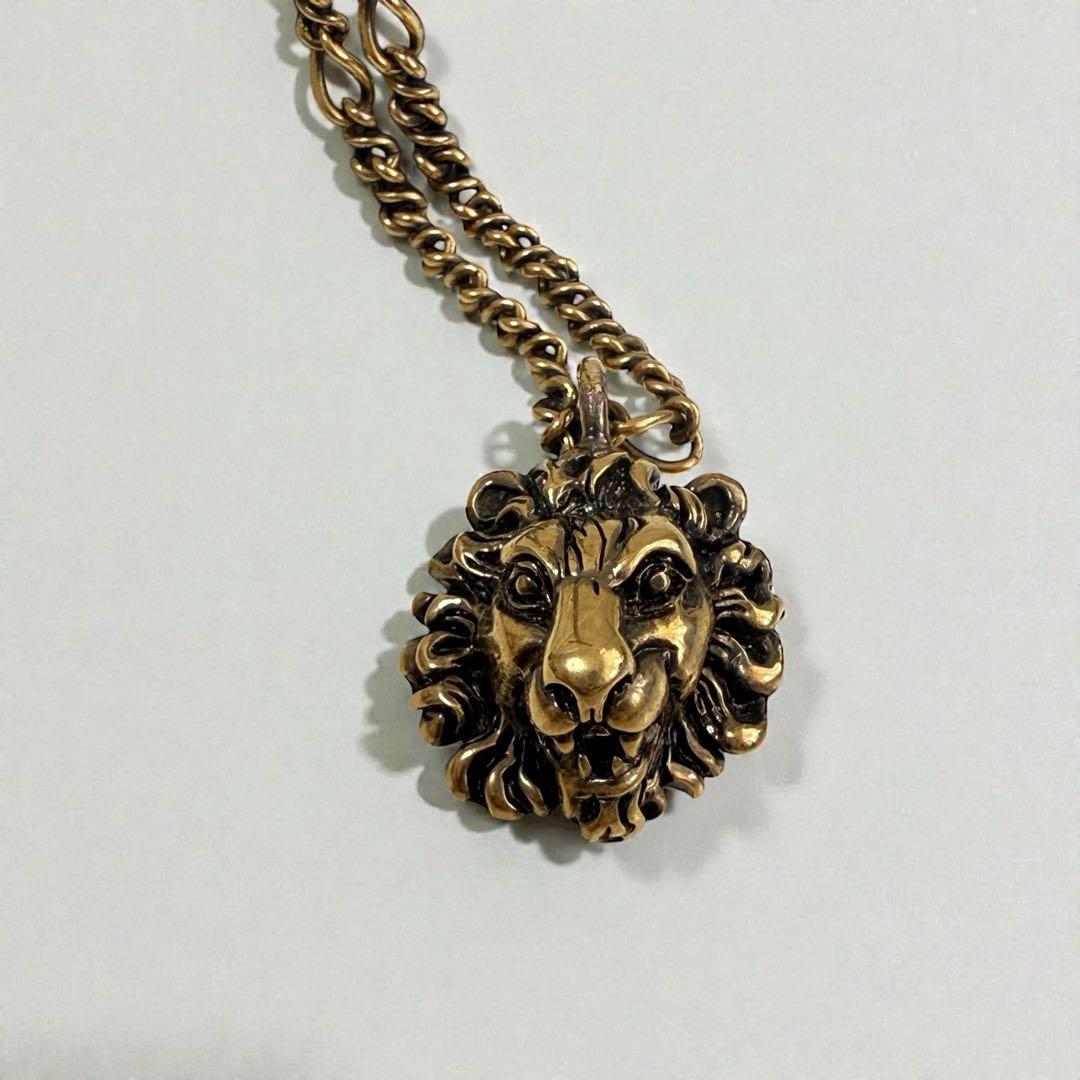 GUCCI グッチ ライオンヘッド ゴールドネックレス アニマル ペンダ