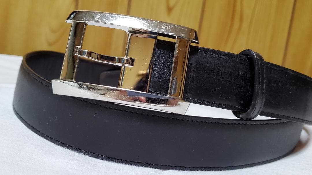 正規 カルティエ アルディロン タンクL バックル リバーシブルベルト 黒×茶